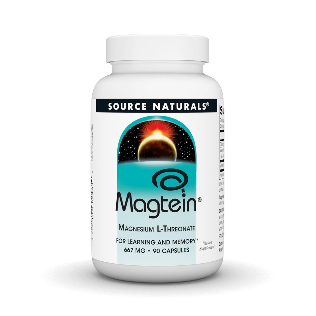 Fonte Naturals Magtein Magnesio L-Threonate 667mg Supporta Focus, Mood, Memoria sana, Funzione cognitiva, Sonno* - 90 capsule