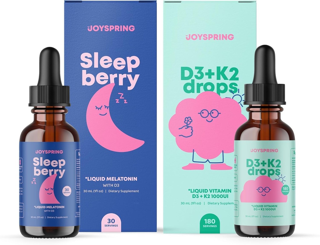 JoySpring vitamina D3 K2 per i bambini può sostenere il sistema immunitario sano vitamina D per i bambini e la melatonina liquida per il sostegno del sonno dei bambini