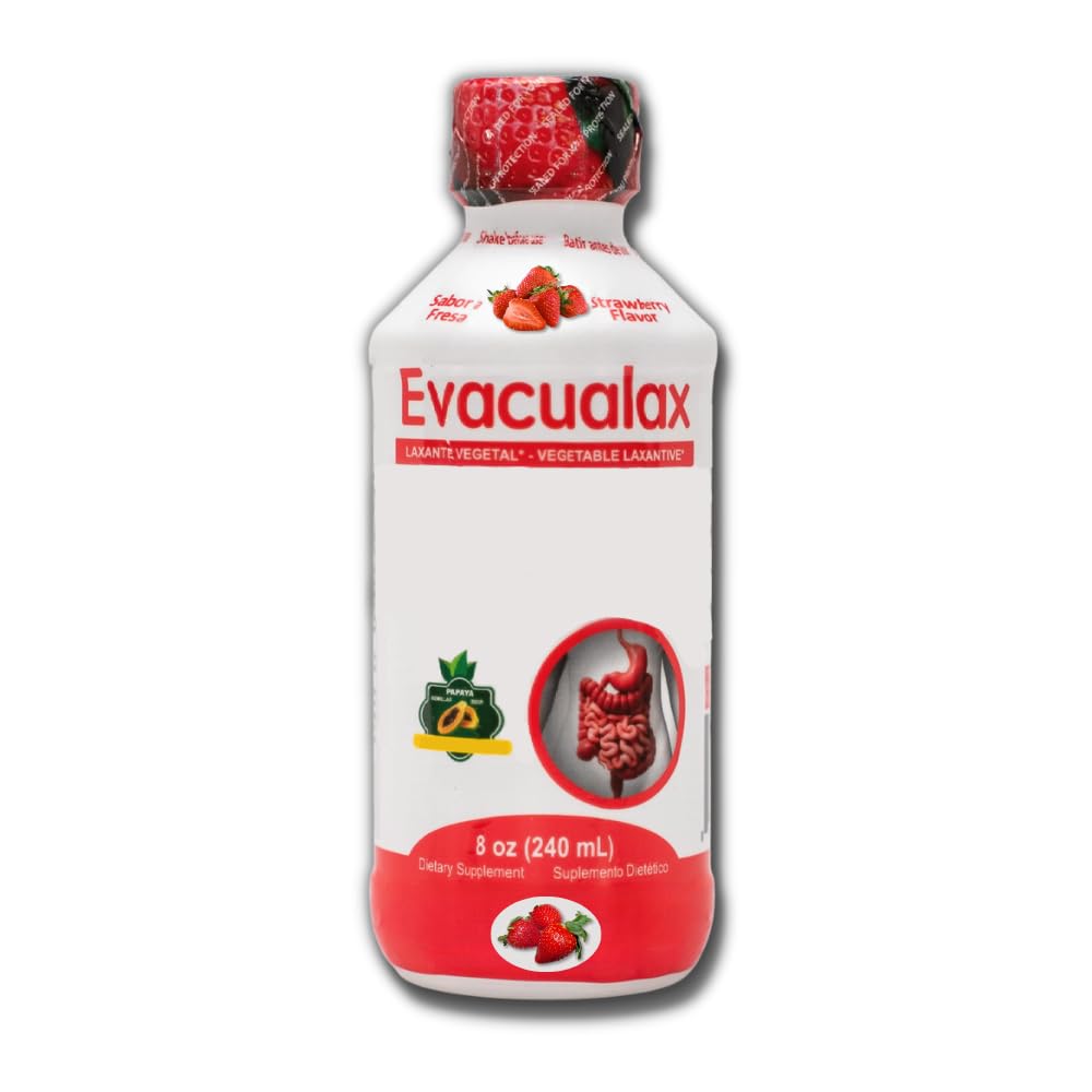 Lassativo liquido di senna per adulti e bambini - aroma di fragola, foglia di senna naturale & prugna - Sgabello per il sollievo dalla costipazione - Sirup a base di erbe per il supporto del telo, pulizia digestiva - 8oz