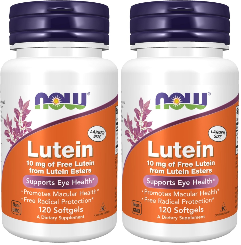NOW Alimenti Lutein 10 mg Softgels, 120 (Pacchetto di 2)