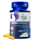 Vitamine prenatali vegane con DHA (60 conte) Omega-3 - Qwell meglio dell'olio di pesce, funzione cerebrale - 820 Mg Alghe DHA & EPA, vitamine prenatali vegane con vitamina E, senza Carrageenan