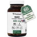 N-Acetyl L-Cysteine (NAC) 600MG 60 giorni di alimentazione capsule supplemento - Glutathione & Liver Detox Support - Potente antiossidante - Vegan, senza glutine, bottiglia di vetro non OGM