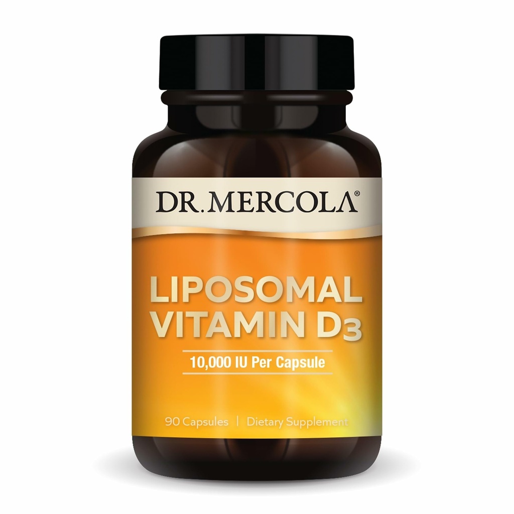 Dr. Mercola Liposomal Vitamin D3 - Supporta Cuore, Salute Bone & Immune - 10.000 UI Per Serve - Non OGM, Soia Free & Gluten Free - 90 Capsule (90 Serve)
