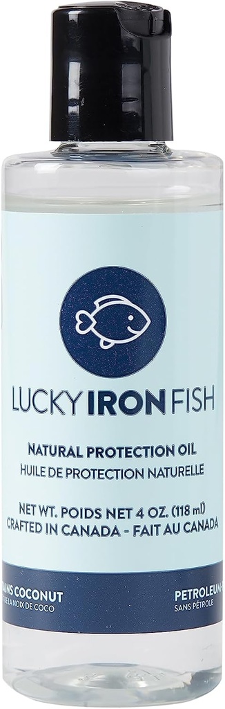 Lucky Iron Life ® Natural Protection Oil, 4oz - Applicare al tuo pesce di ferro fortunato o foglia per mantenere, proteggere e prevenire ruggine - Vegan, fatto con cocco puro & oli di limone