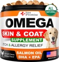 Omega 3 per cani - Integratore di pelle e cappotto - Olio di pesce per cani Chews - Allergy e Itch Relief - Anti Shedding Supplement - Trattamento della pelle secca - Olio di salmone - Made in USA - 120 Soft Treats