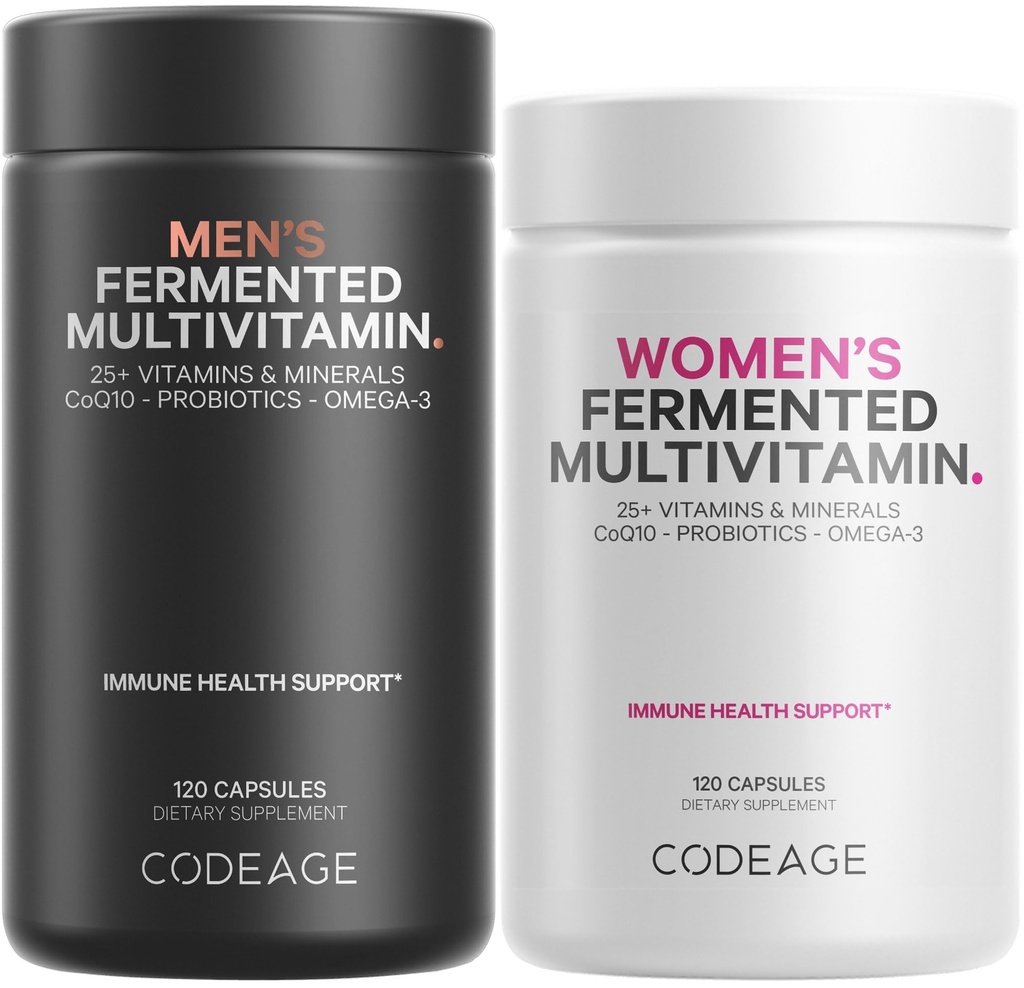Codeage Daily Multivitamin Bundle: Multivitaminici da donna e da uomo, B-Vitamina, Probiotici, Frullazioni a base di cibo, 120 capsule per bottiglia