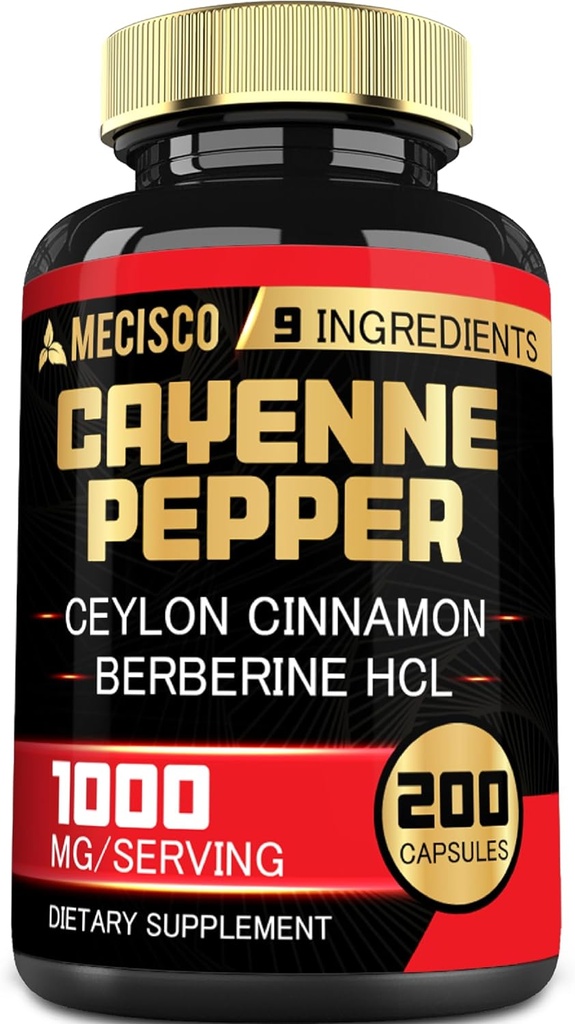 Estratto di pepe di Cayenne con radice di curcumina curcuma curcuma curcuma, Berberina HCl, Ceylon Cinnamon Bark & More - 200 capsule - Support Digestion Health, Immune System & Body Balance