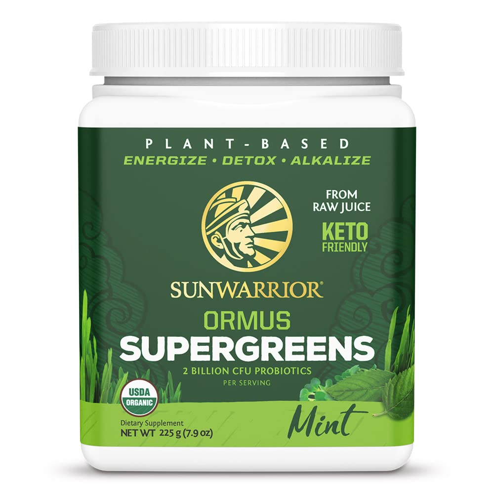 Organic Greens Powder Superfood Complex | Polvere Super Greens Organica da succo crudo con Probiotici Moringa Foglia & Minerali Electrolyte | Vegan Non OGM No Aggiunto Zucchero (Mint, 45 Servings)