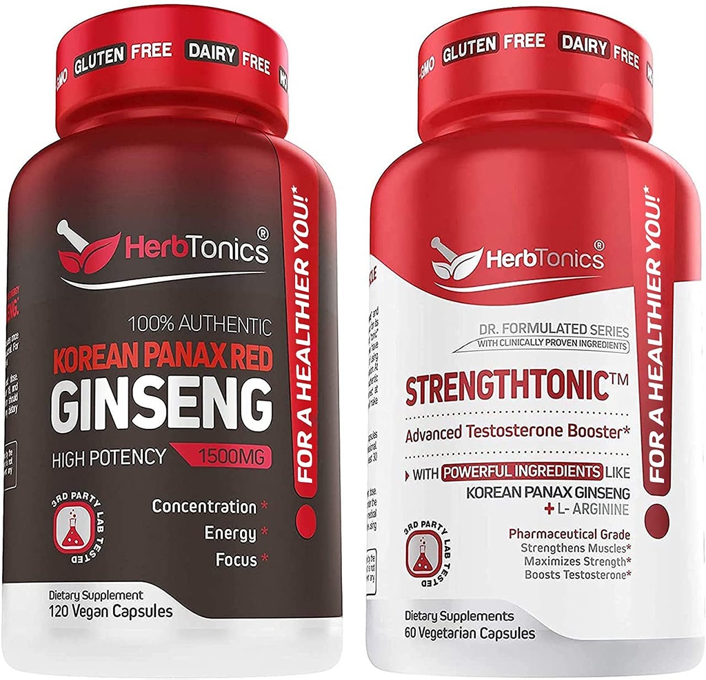 Erbtonici Coreano Panax Rosso Ginseng e Booster di testosterone per gli uomini Bundle