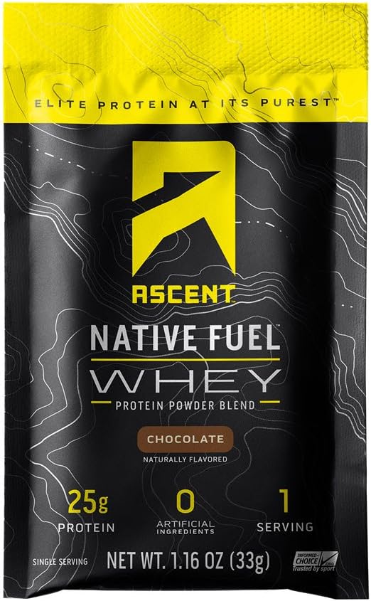 Polvere di proteine del siero del combustibile nativo dell'ascesa - Cioccolato - 15 confezioni singole di servizio