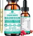 Magnesio Glycinate 500mg, Magnesio calmo Glycinate, Citrato con vitamina D3 K2 B6 Ashwagandha, L-teanina, Chelate Magnesium Complex Supplemento Gocce liquide per sonno immunitario Bone Mood Nerve Salute
