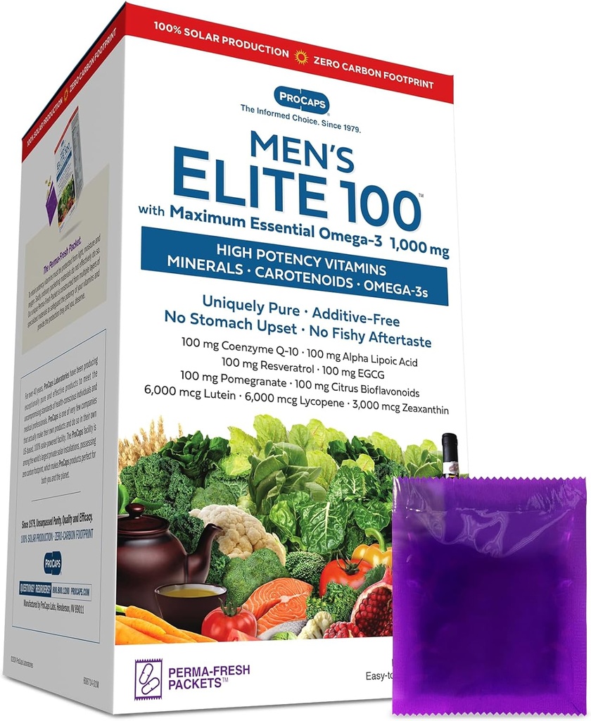 ANDREW LESSMAN Multivitamin - Uomo Elite-100 con Massimo Essential Omega-3 1000 mg 30 Packets – Potenti Nutrienti, Vitamine essenziali, Minerali, Fitonutrienti e Carotenoidi. Nessun Additivo