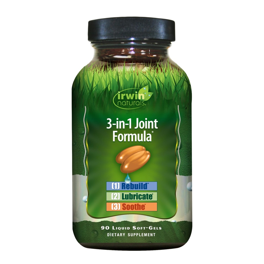 Irwin Naturals 3-in-1 Joint Formula - Integratore di supporto congiunto potente con Glucosamina, Condroitina, Turmerica e Boswellia - 90 Liquid Softgels