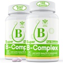 Complesso di vitamina B senza zucchero con Methyl B12, MethylFolate, B6, B1, B2, B3, Dissolvere altamente biodisponibile B Complex Supplemento per livelli di energia, Sistema neurale, Vegan,180 compresse