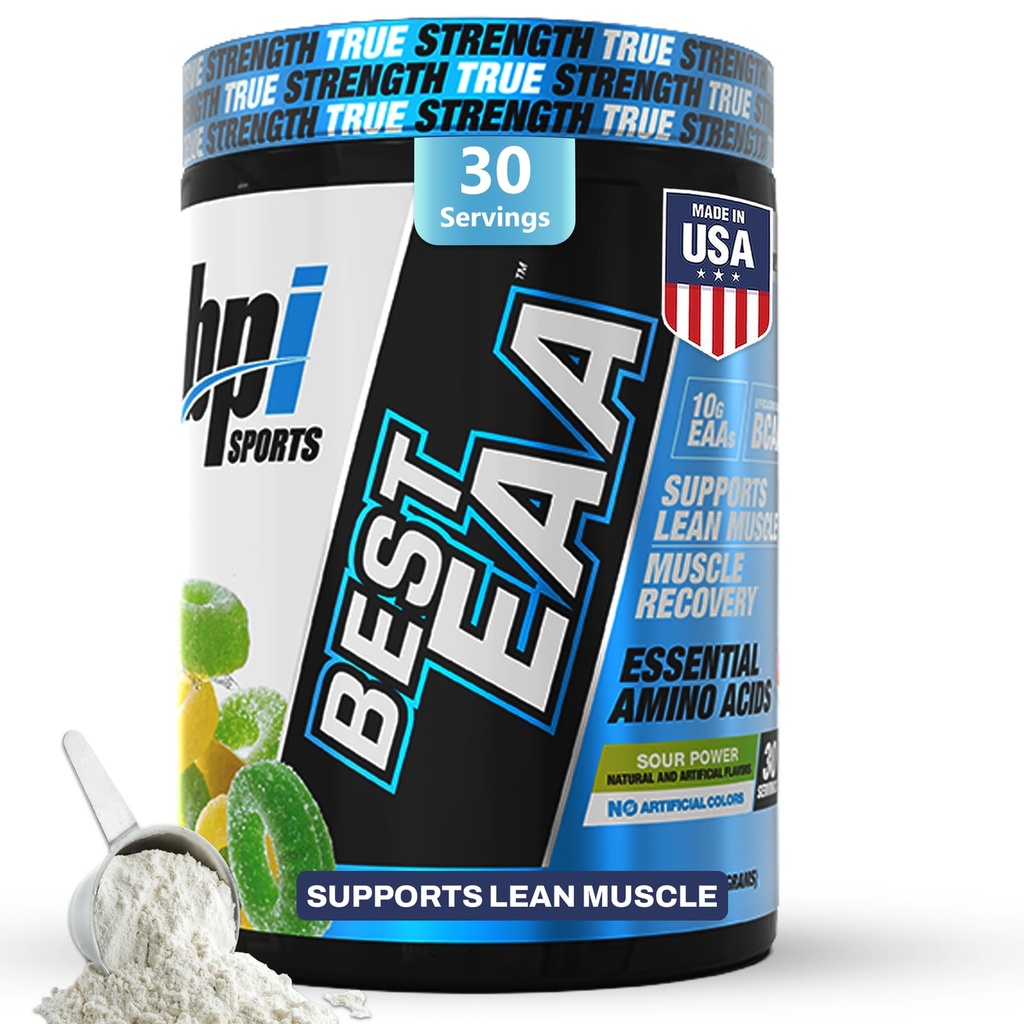 BPI Sports Essential Aminoacidi EAA Polvere - Pre, Intra & Post Workout Drink - Polvere BCAA per uomini e donne, EAA + BCAA + idratazione. Formula avanzata con 10g di EAA. (Sour Power)