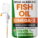 Olio di pesce Omega 3 per cani e gatti - fatto con olio di salmone dell'Alaska selvatica; supplemento di olio di pesce liquido per gli animali con acidi grassi Omega 3 EPA+DHA; ingredienti reali, gusto reale — fiducioso da Vets!
