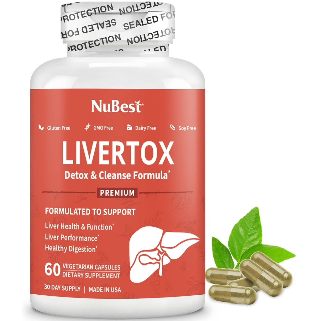 LiverTox - Advanced Liver Detox & Cleanse Formula - Herbal Liver Support with Milk Thistle, Turmeric, Artichoke, Dandelion, Beet & Zinc Helps Liver Function & Digestion | 60 Capsule Vegan