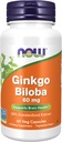 NOW Integratori alimentari, Ginkgo Biloba 60 mg, 24% Estratto standardizzato, Progetto non OGM verificato, 60 capsule di Veg