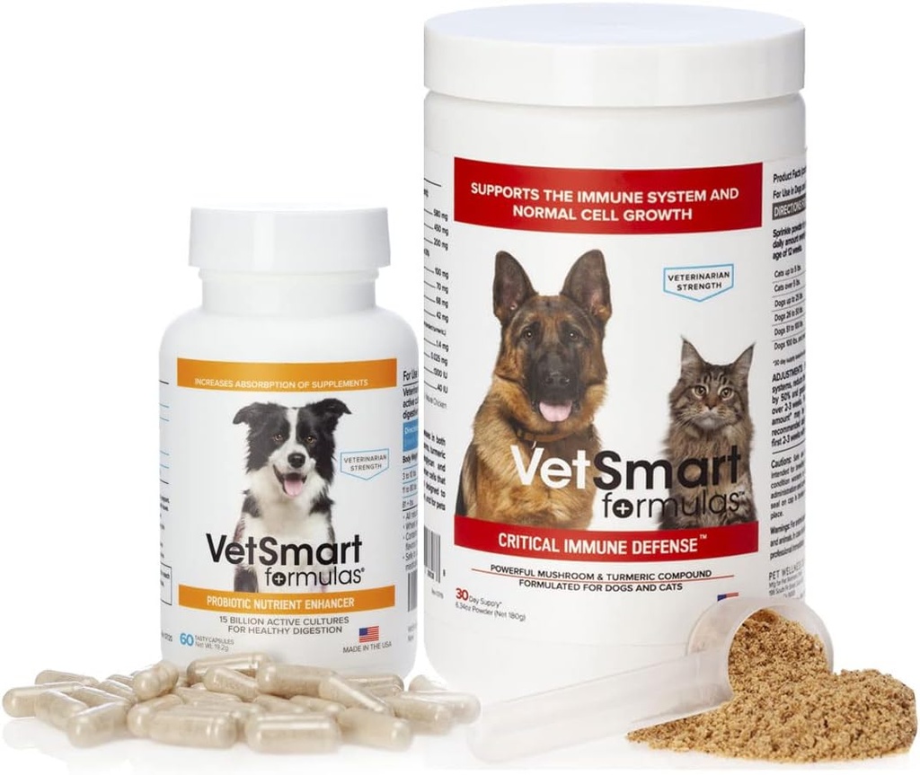 Turchia Tail Mushroom per cani Supporto immunitario Bundled con Probiotic Nutrient Enhancer