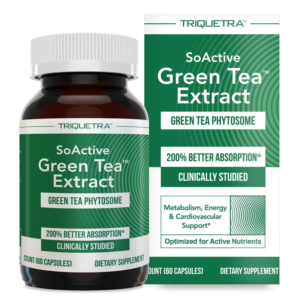 Estratto di tè verde soactive - Phytosome di tè verde clinicamente studiato - fino al 200% migliore assorbimento e biodisponibilità - Dose clinicamente convalidato - Supporta il metabolismo e la gestione del peso - 60 caps