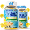 Vegan Omega-3 Gummies 1000mg + Turmeric - Omega 3 Fish Oil alternativa per gli adulti - Algae DHA 600mg & EPA 300mg, Vitamine A, C, E, Zinc & MSM, Sugar Free, 120 Cts