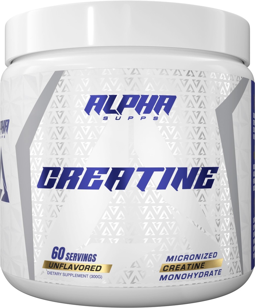 Alpha Supps - Alpha Creatine Monohydrate Powder Supports Muscle Growth | Micronized | Non aromaed | 300 Grammi - 60 Serve