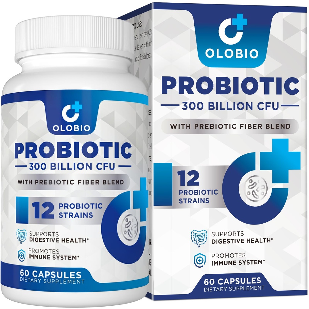 300 miliardi di CFU Probiotici, 12 Stin con 3 Prebiotici Organici, Probiotici per Donne e Uomini, Supplemento giornaliero per Digestivo, Immune, Gut & Bloating Health, Shelf Stable, Vegan, 60 Conti