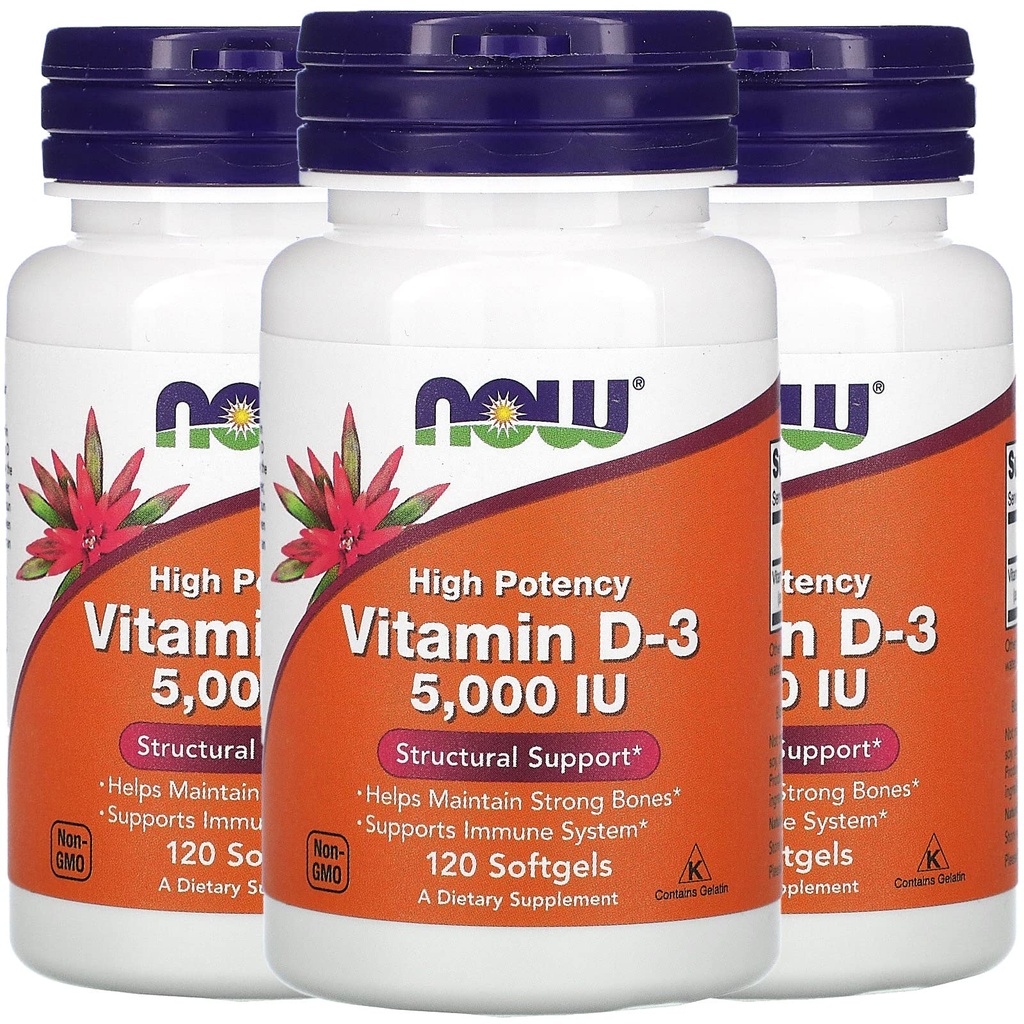 NOW Vitamina D-3 5000 IU,120 Softgels