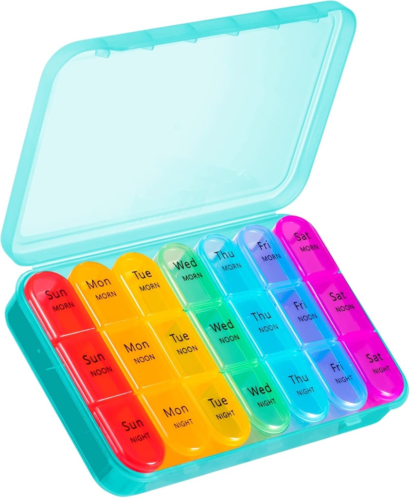 ASprink 3 volte al giorno Pill Organizer - Large 7 Day Medicine Box, Travel Pill Case, Vitamine e Medicina