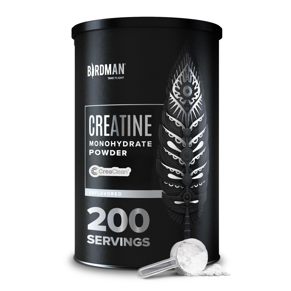 BIRDMAN polvere di monoidrato di creatina micronizzata, recupero del muscolo, Caffeina gratis, Creatina pre allenamento, Vegan, Post allenamento, senza glutine, senza zucchero | 200 Servings (5 Grammi ciascuno) | 2.2lb.