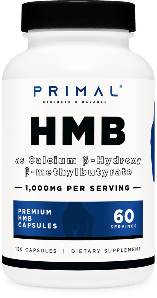 HMB primario (1000 mg, 120 capsule) | Formula di atletica, senza glutine, non OGM, 60 porzioni