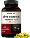 NatureBell Zinc Quercetin con Vitamina C & D3, 240 capsule | Quercetin 1.000mg + Zinc 50mg + Vitamina C 250mg + Vitamina D3 5000 IU | 4-in-1 Advanced Immune & Lung Support | ZincVanta Formula
