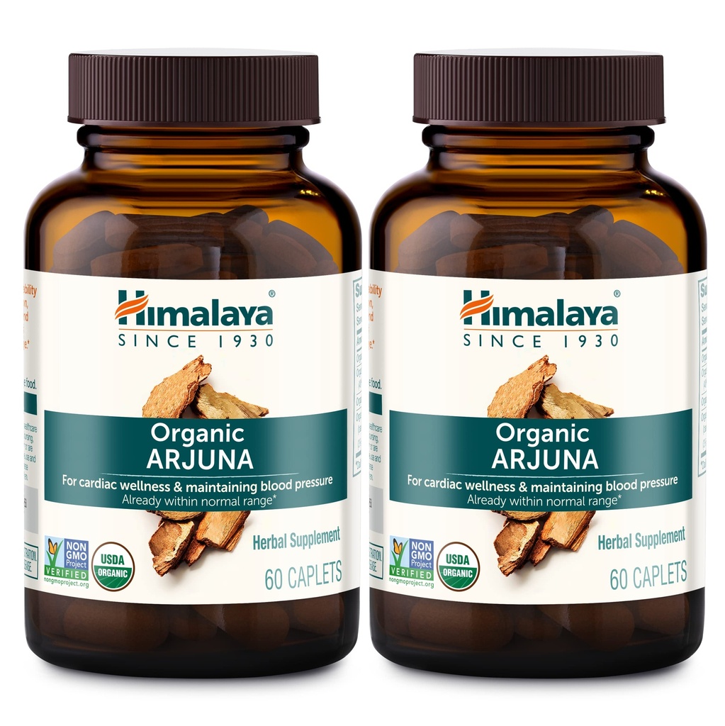 Himalaya Organic Arjuna, supplemento di pressione sanguigna per il benessere cardiovascolare e la salute del cuore, 700mg, 60 Count (Pack of 2)