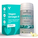 Integratore Vegan Omega 3 – EPA, DHA Integratori & Vitamina D3 – Algae Omega 3 Vegan Integratori per Cervello, Occhi e Salute Del Cuore – per Bambini & Adulti (180 capsule)