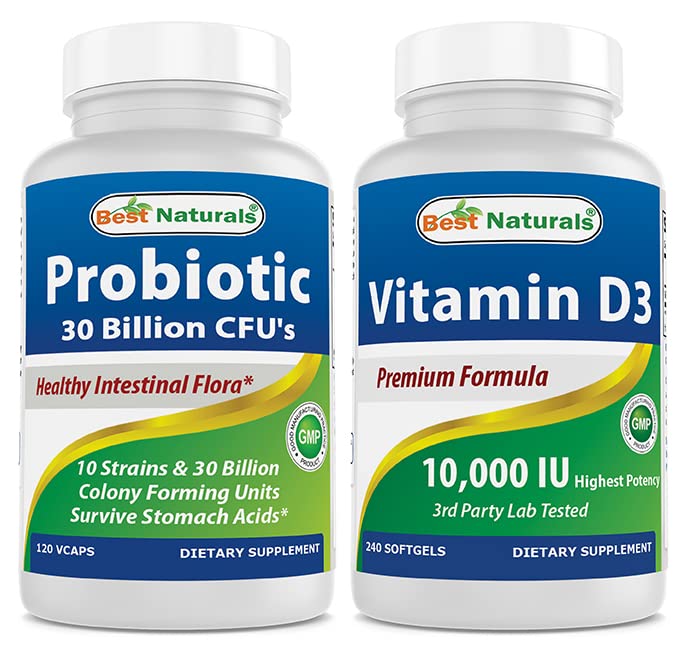 I migliori naturali Probiotic 10 Strains & 30 miliardi di CFU & Vitamina D3 10000 IU