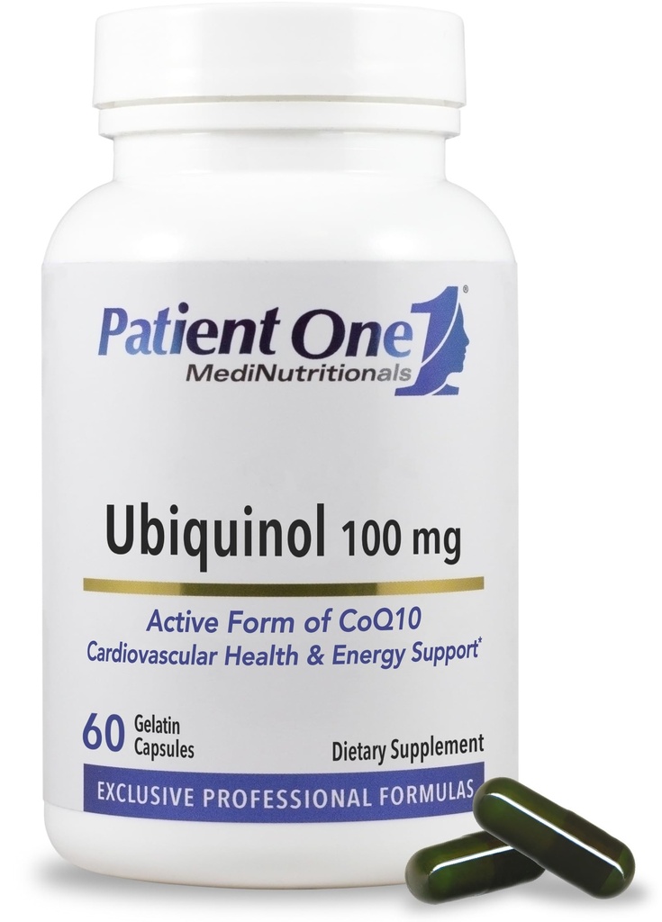 Un paziente Ubiquinol 100 mg | Supplemento al cuore di supporto e alla salute vascolare* | Forma antiossidante attiva di CoQ10 | 60 capsule