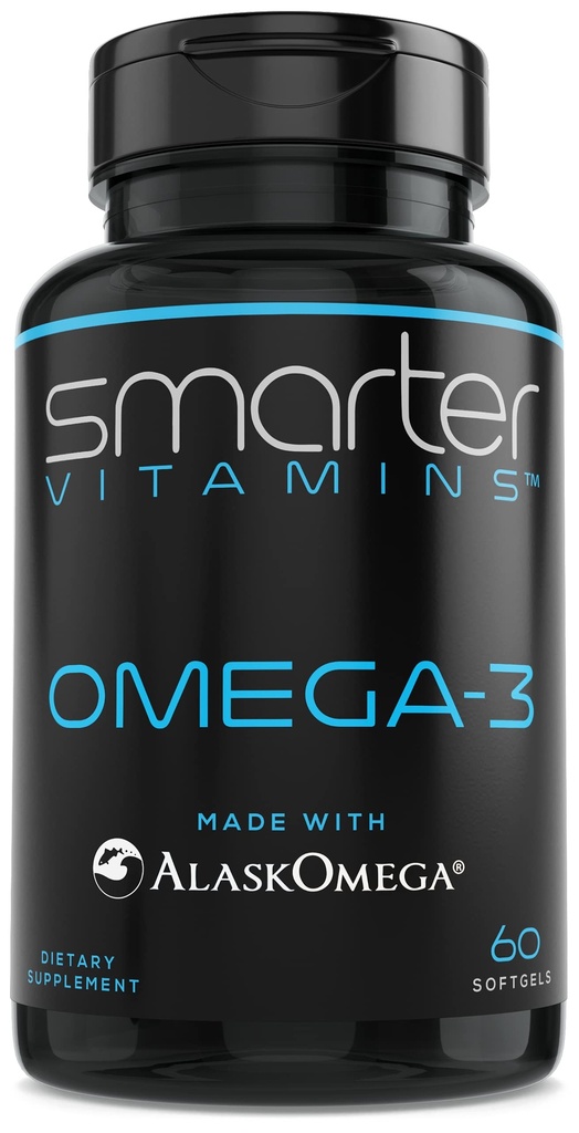 SmarterVitamins Omega 3 Fish Oil, Fragola Flavor, Burpless, Senza Gusto, 2000mg, DHA EPA Triple Strength, Realizzato con AlaskOmega®
