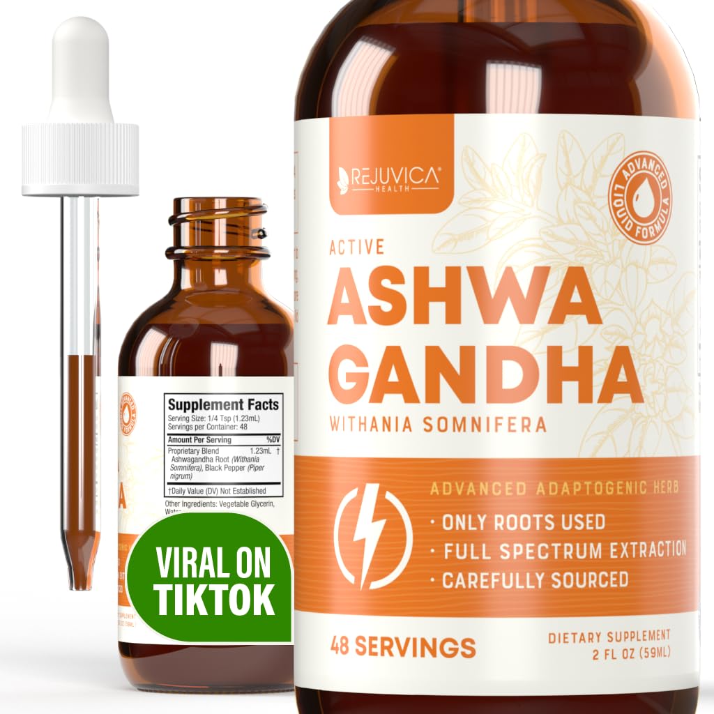 Rejuvica Health Active Ashwagandha - Supplemento liquido avanzato - Withania Somnifera Extract - Ashwagandha Roots Only - Naturally Occurring Withanolides