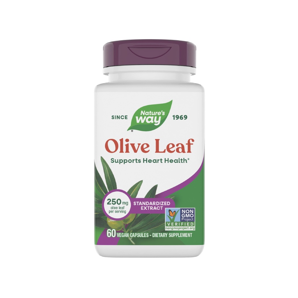 Integratore di Estratto di foglie di oliva di modo naturale, Supporta la salute del cuore*, 250 mg per il servizio, senza glutine, vegano, 60 capsule (Packaging May Vary)