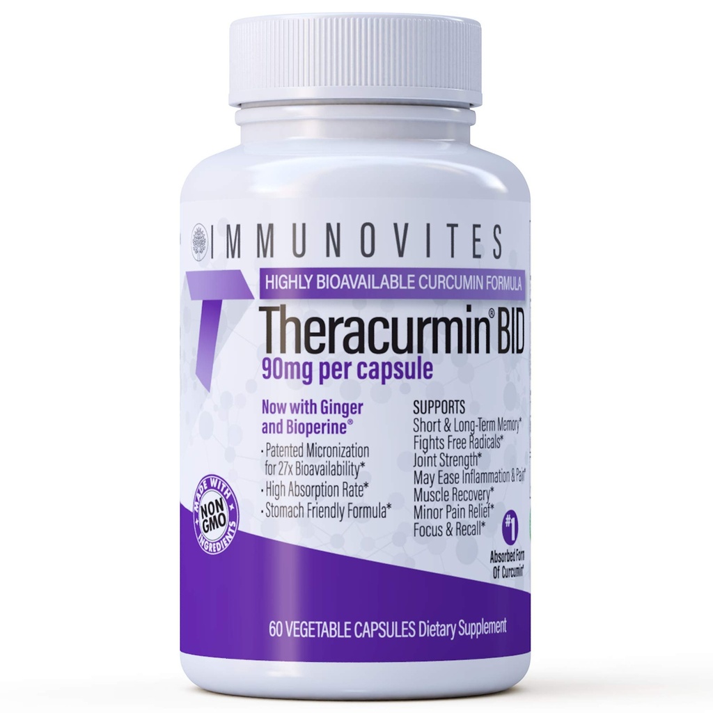 IMMUNOVITES Theracurmin BID 300mg (Nano Curcumin 90mg per Cap.) [[600mg per Serving]] - Ora w/Ginger & Bioperine (bottiglia 60ct)