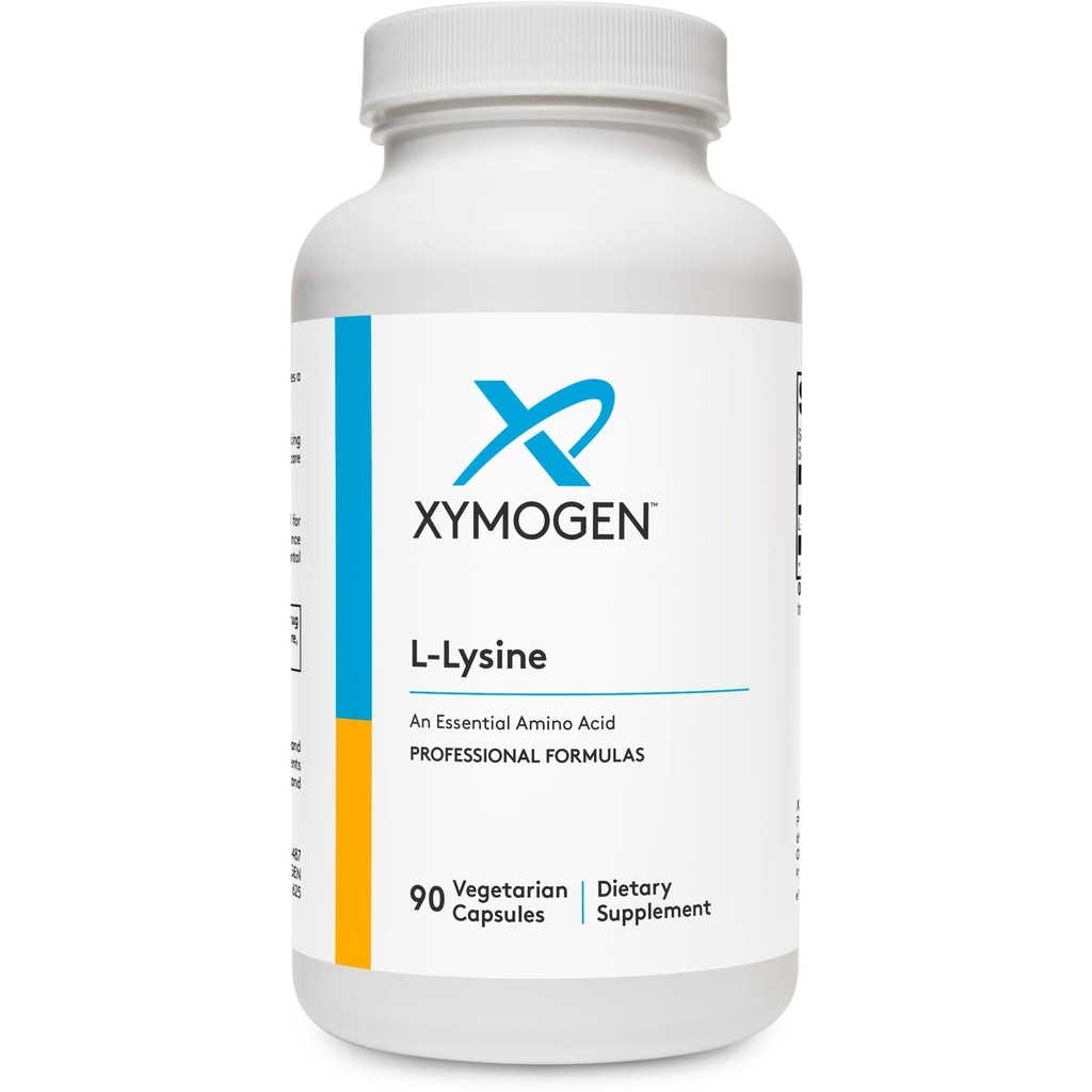 XYMOGEN L-Lysine 1000mg Capsule - Aminoacido Supplemento per sostenere la sintesi di collagene, Fornisce equilibrio ad un'alta assunzione di Arginina (90 capsule)
