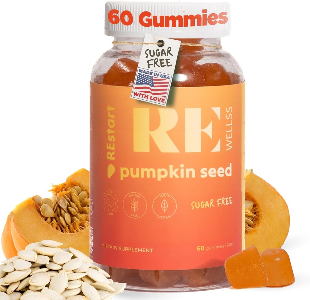 Olio di semi di zucca Gummies I Zucchero Senza Glutine Non OGM Integratori dietetici organici I Crescita dei capelli, Glowing Skin Prostate Health Urinary Tract Support I 240 Grammi I Confezione di 60