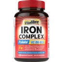 Supplemento di ferro per le donne e gli uomini, con le vitamine C, B6, B12 & Folate per la carenza di ferro, la costruzione del sangue & il supporto energetico, amichevole di stomaco, migliore assorbimento, non OGM, senza glutine, 120 tappi vegani