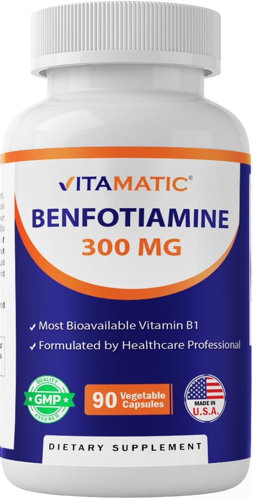 Vitamatic Benfotiamine 300 mg 90 capsule vegetariane - Chiamato anche grasso solubile vitamina B1 (90 conteggio (pacchetto di 1)) (1 bottiglia)