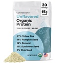 Polvere di proteina vegana non aromatizzata organica (30 porzioni) Carbo basso, Calorie bassa, Zucchero libero, Soia libero, Non OGM, senza glutine, Pea non lattiera- Giallo, Semi di zucca- 15g polvere di proteine vegetali