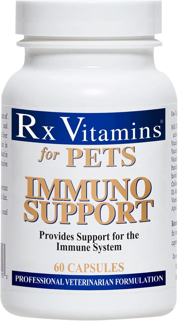 Rx Vitamine per animali Immuno Supporto per cani e gatti - Supporto sistema immunitario - Aiuta la funzione del cervello Bones muscoli Stress & Aging - 60 capsule