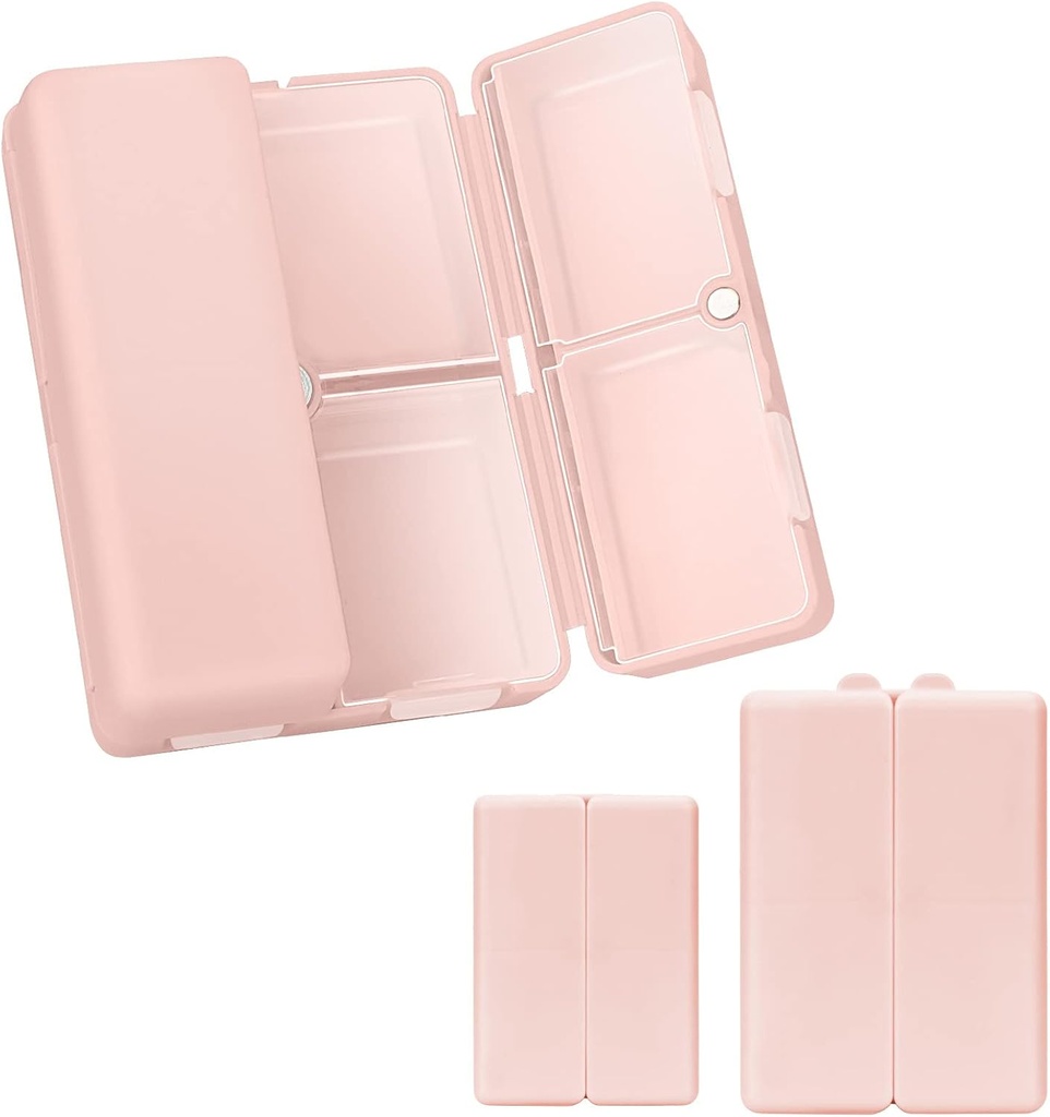 FYY 2 Pcs Daily Pill Organizer, 7 scomparti Portable Pill Case Travel Pill Pill Organizer,[Folding Design] Pill Box per Purse Pocket per tenere Vitamine,Cod Liver Oil,Supplements e Medication-Pink