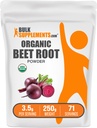 BulkSupplements.com Polvere di radice di barbabietola organica - Supplemento Superfood, Supplementi di radice di barbabietola - Vegan & Gluten Free, 3.5g per porzione, 250g (8.8 oz) (Pack of 1)