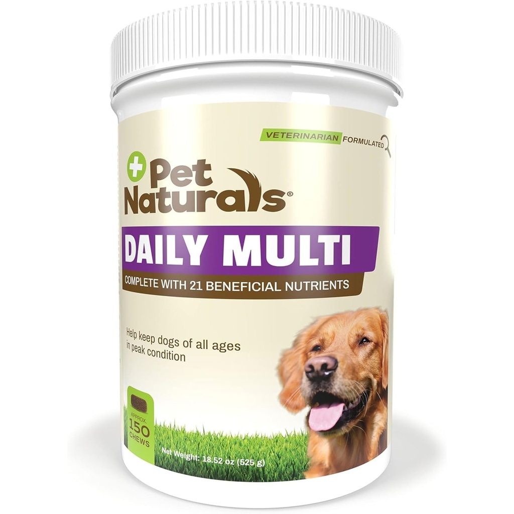 Pet Naturals Multivitaminico giornaliero per cani, verdure Flavor, 150 Chews - Cuciture gommose con aminoacidi e antiossidanti - Supporti energia, Funzione metabolica e benessere degli animali