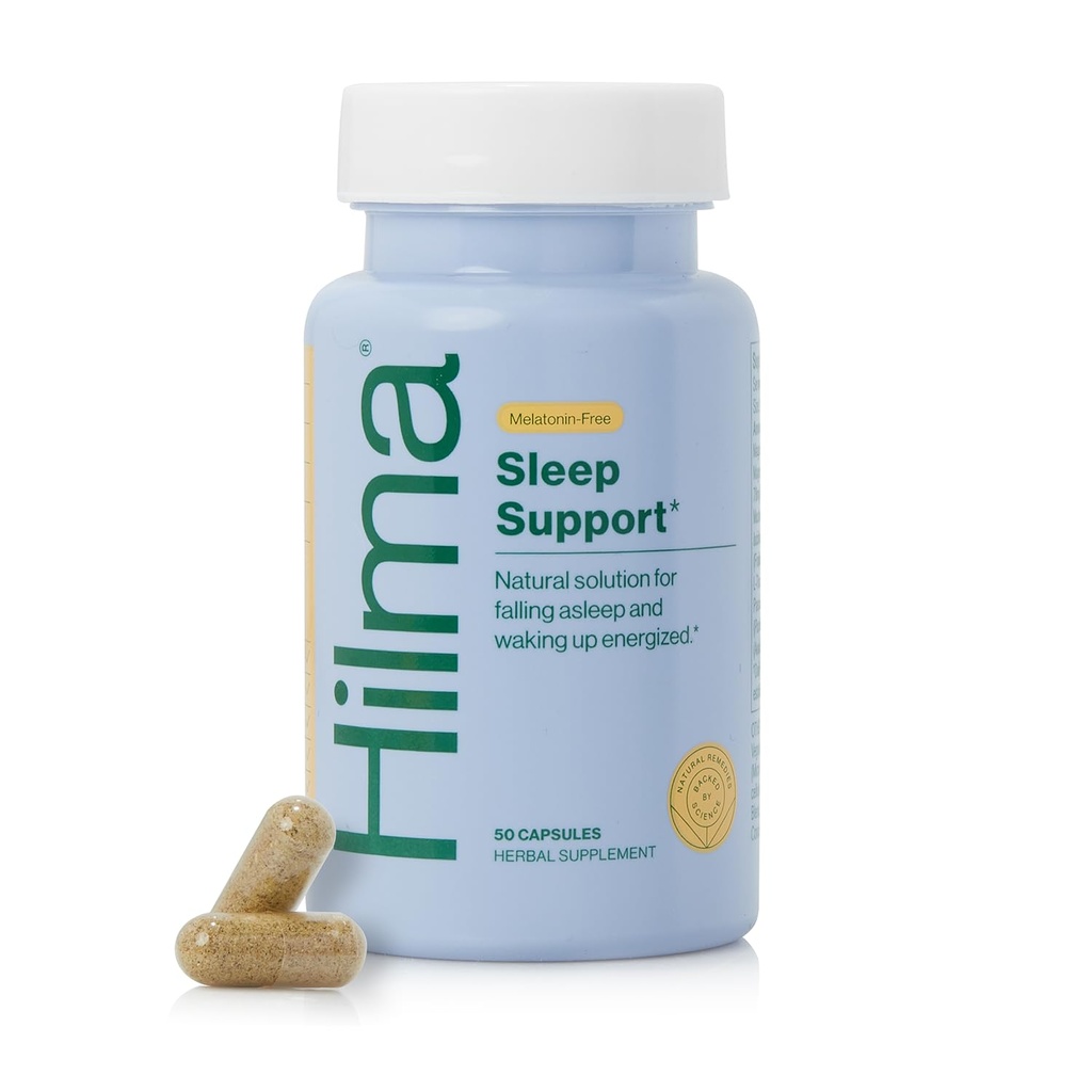 Hilma Sleep Aid Formulato con Magnesio & L-teanina, aiuti naturali per il sonno per gli adulti per aiutarvi a cadere Asleep e rimanere Asleep Melatonin-Free, Non-Drowsy Formula del prossimo giorno, 50 capsule vegan